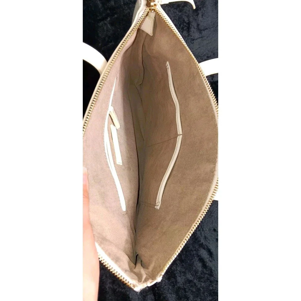 NWT! Elizabeth and James Large Vegan Leather Tote Bag  Cream Ivory Zip Top... - Picture 8 of 16